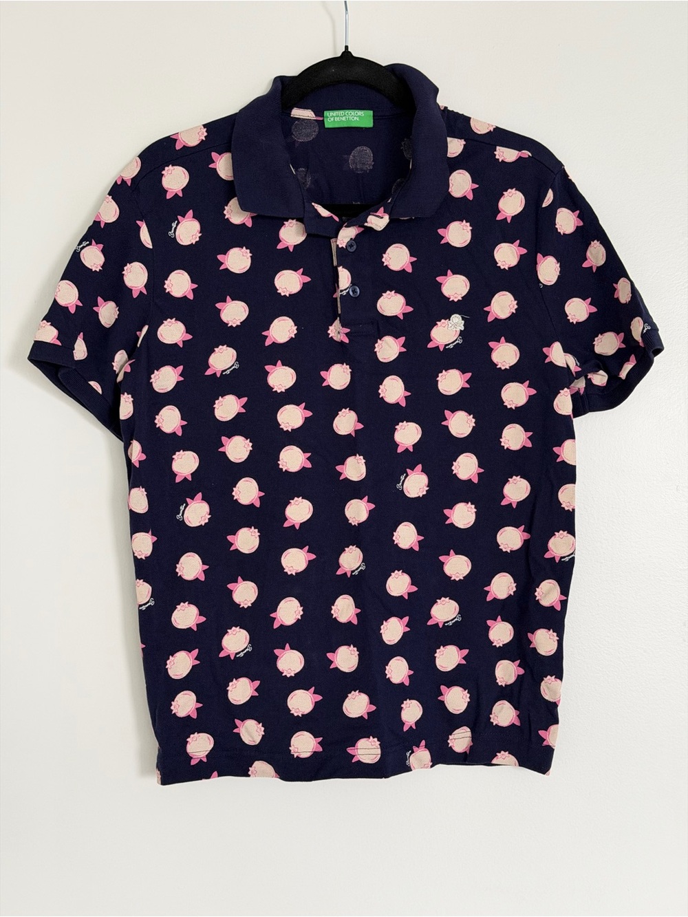 United Colors of Benetton Men’s Blue Print Polo Shirt Size M
